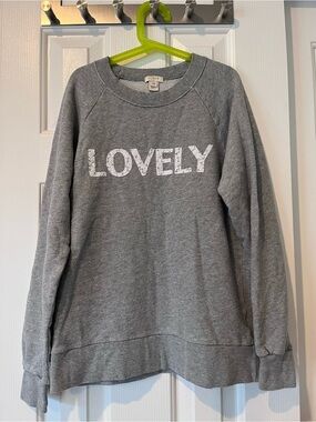 J. Crew Gray 'LOVELY' Graphic Crewneck Sweatshirt